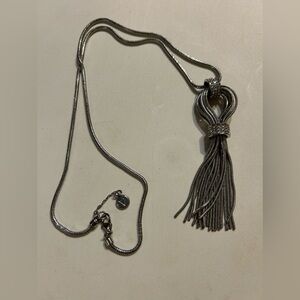 Vince Camuto silver tone tassel rhinestone necklace